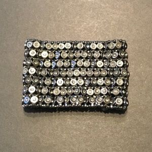 Metal and Rhinestone Wide Mesh Stretch Bracelet